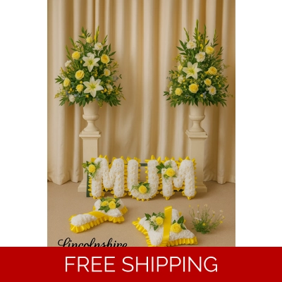 MUM Funeral Tribute with Cross and Cushion Set